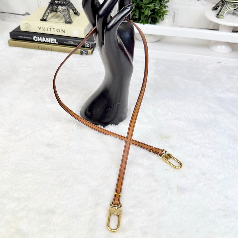 Louis Vuitton Brown Leather Strap with Gold-Tone Clips